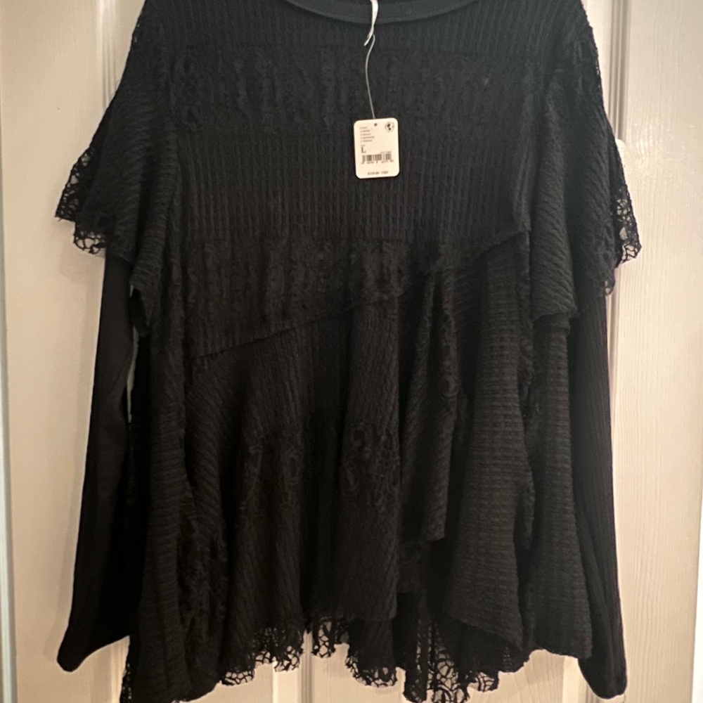 Boho Black Lace Top